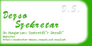 dezso szekretar business card